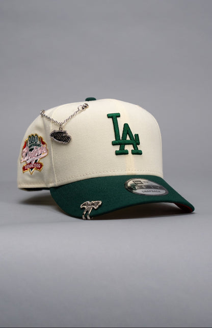 NEW ERA EXCLUSIVE 9FIFTY CHROME/FOREST GREEN LOS ANGELES DODGERS SNAPBACK W/ 100TH ANNIVERSARY SIDE PATCH