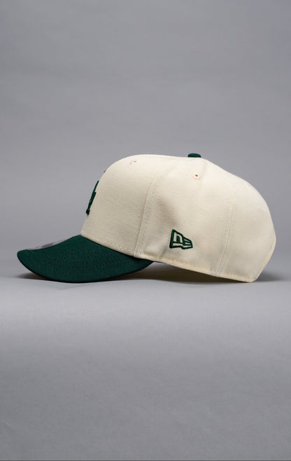 NEW ERA EXCLUSIVE 9FIFTY CHROME/FOREST GREEN LOS ANGELES DODGERS SNAPBACK W/ 100TH ANNIVERSARY SIDE PATCH