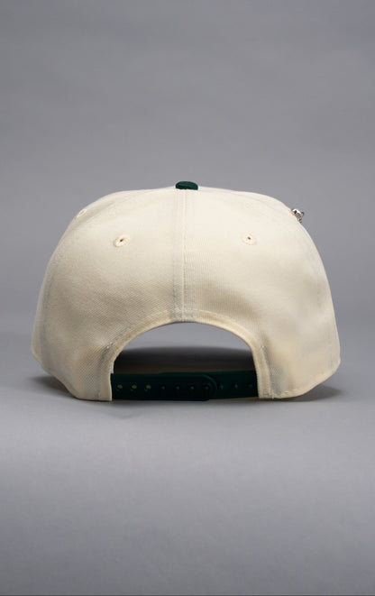 NEW ERA EXCLUSIVE 9FIFTY CHROME/FOREST GREEN ANAHEIM ANGELS SNAPBACK W/ 50TH ANNIVERSARY SIDE PATCH