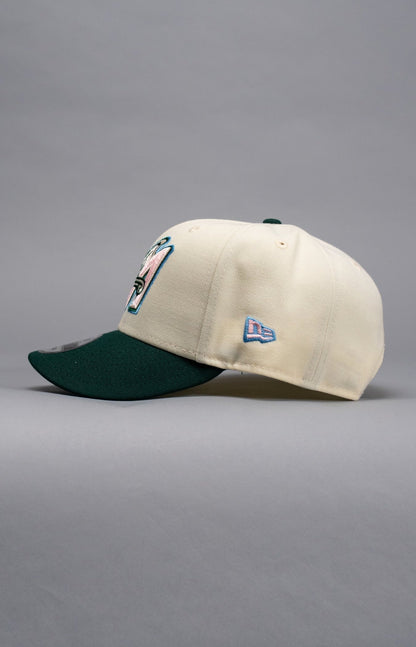 NEW ERA EXCLUSIVE 9FIFTY CHROME/FOREST GREEN ANAHEIM ANGELS SNAPBACK W/ 50TH ANNIVERSARY SIDE PATCH