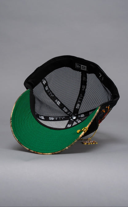 NEW ERA EXCLUSIVE 59FIFTY SATIN/REALTREE 2025 WBC MEXICO SCRIPT W/ EL GALLO SIDE PATCH