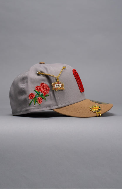 NEW ERA EXCLUSIVE 59FIFTY STONE GREY/KHAKI MEXICO 2025 WORLD BASEBALL CLASSIC W/ ROSES SIDE PATCH