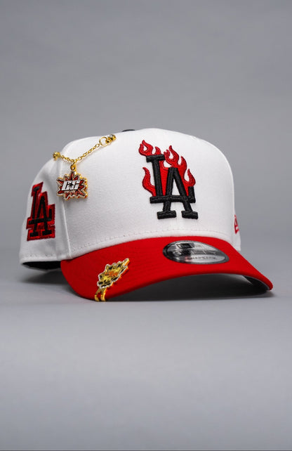NEW ERA EXCLUSIVE 9FIFTY PEARL WHITE LOS ANGELES DODGERS SNAPBACK W/ LA LOGO SIDE PATCH