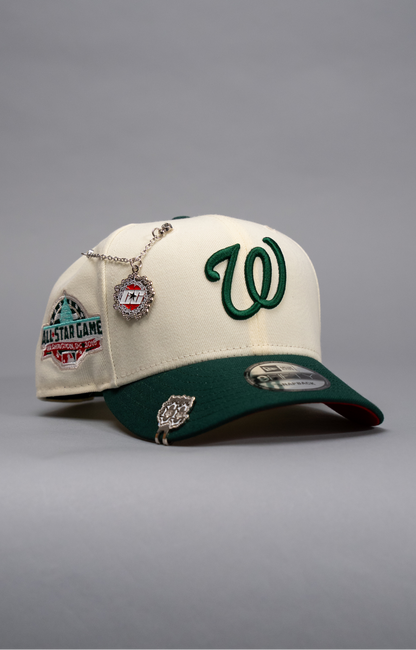 NEW ERA EXCLUSIVE 9FIFTY CHROME/FOREST GREEN WASHINGTON NATIONALS SNAPBACK W/ ALL STAR GAME SIDE PATCH