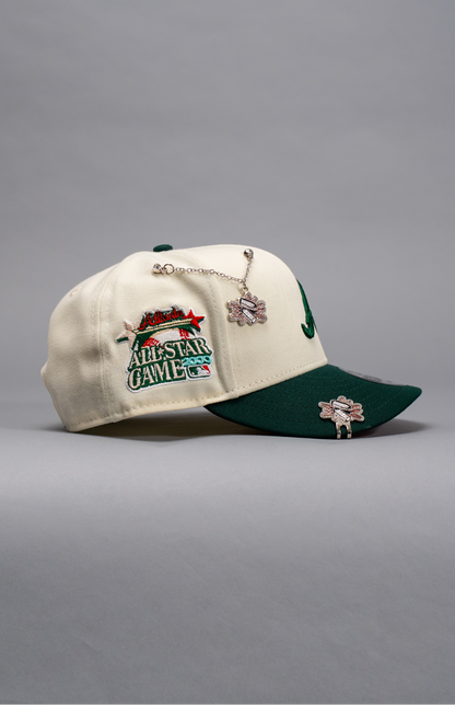 NEW ERA EXCLUSIVE 9FIFTY CHROME/FOREST GREEN ATLANTA BRAVES SNAPBACK W/ 2000 ALL STAR GAME SIDE PATCH
