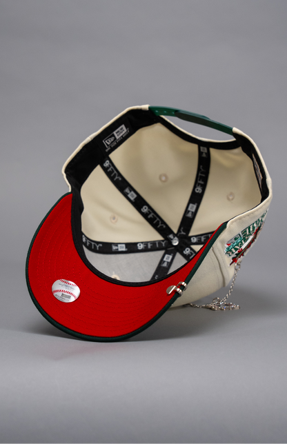 NEW ERA EXCLUSIVE 9FIFTY CHROME/FOREST GREEN ATLANTA BRAVES SNAPBACK W/ 2000 ALL STAR GAME SIDE PATCH