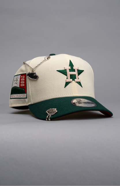 NEW ERA EXCLUSIVE 9FIFTY CHROME/FOREST GREEN HOUSTON ASTROS SNAPBACK W/ 2000 INAUGURAL SEASON SIDE PATCH