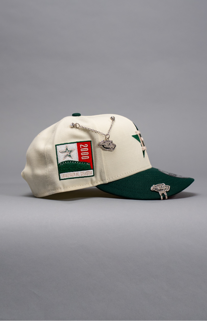 NEW ERA EXCLUSIVE 9FIFTY CHROME/FOREST GREEN HOUSTON ASTROS SNAPBACK W/ 2000 INAUGURAL SEASON SIDE PATCH