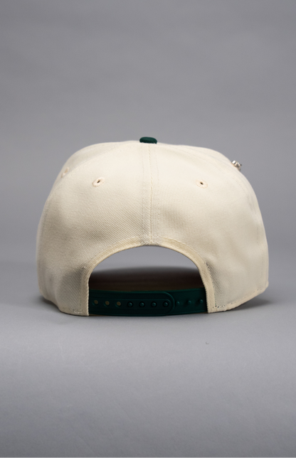 NEW ERA EXCLUSIVE 9FIFTY CHROME/FOREST GREEN LOS ANGELES DODGERS SNAPBACK W/ "VIVA LOS DODGERS" SIDE PATCH