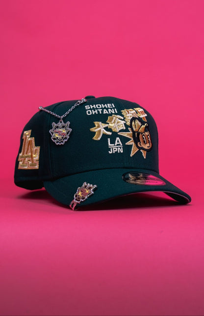 NEW ERA EXCLUSIVE 9FIFTY EMERALD GREEN LOS ANGELES DODGERS "SHOHEI OHTANI" SCRIPTSNAPBACK W/ LA LOGO SIDE PATCH