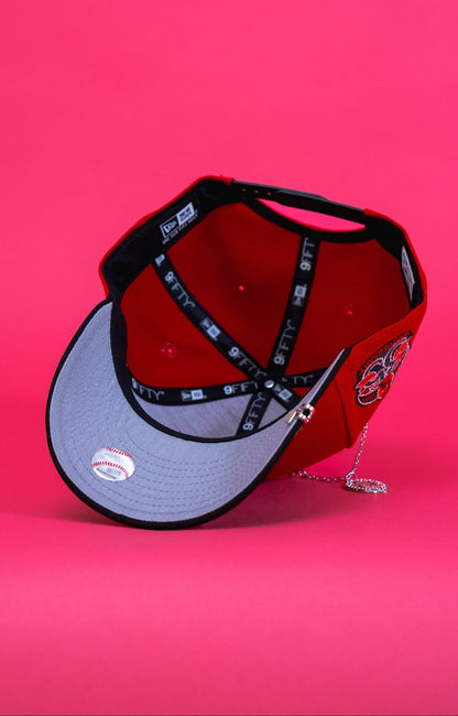 NEW ERA EXCLUSIVE 9FIFTY RED/BLACK ANAHEIM ANGELS SNAPBACK W/ 35TH ANNIVERSARY SIDE PATCH