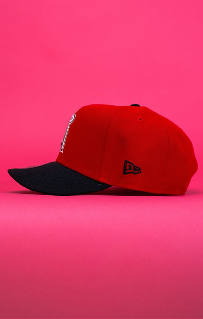 NEW ERA EXCLUSIVE 9FIFTY RED/BLACK ANAHEIM ANGELS SNAPBACK W/ 35TH ANNIVERSARY SIDE PATCH