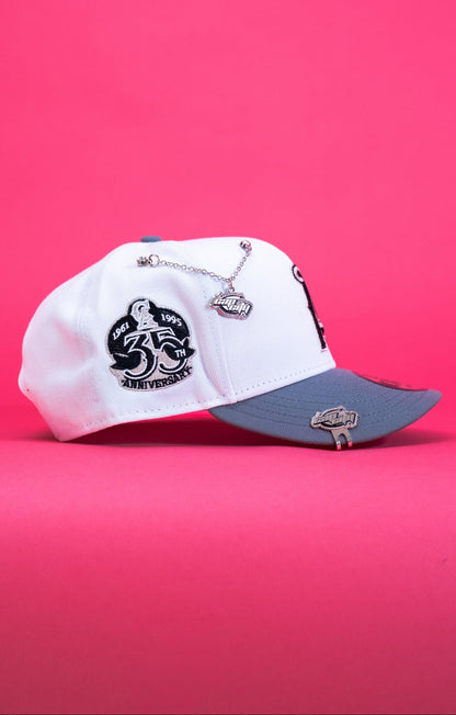 NEW ERA EXCLUSIVE 9FIFTY PEARL WHITE ANAHEIM ANGELS SNAPBACK W/ 35TH ANNIVERSARY SIDE PATCH