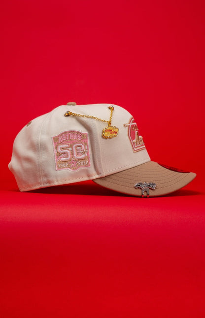 NEW ERA EXCLUSIVE 9FIFTY CHROME/BEIGE HOUSTON ASTROS SNAPBACK W/ 50TH ANNIVERSARY SIDE PATCH