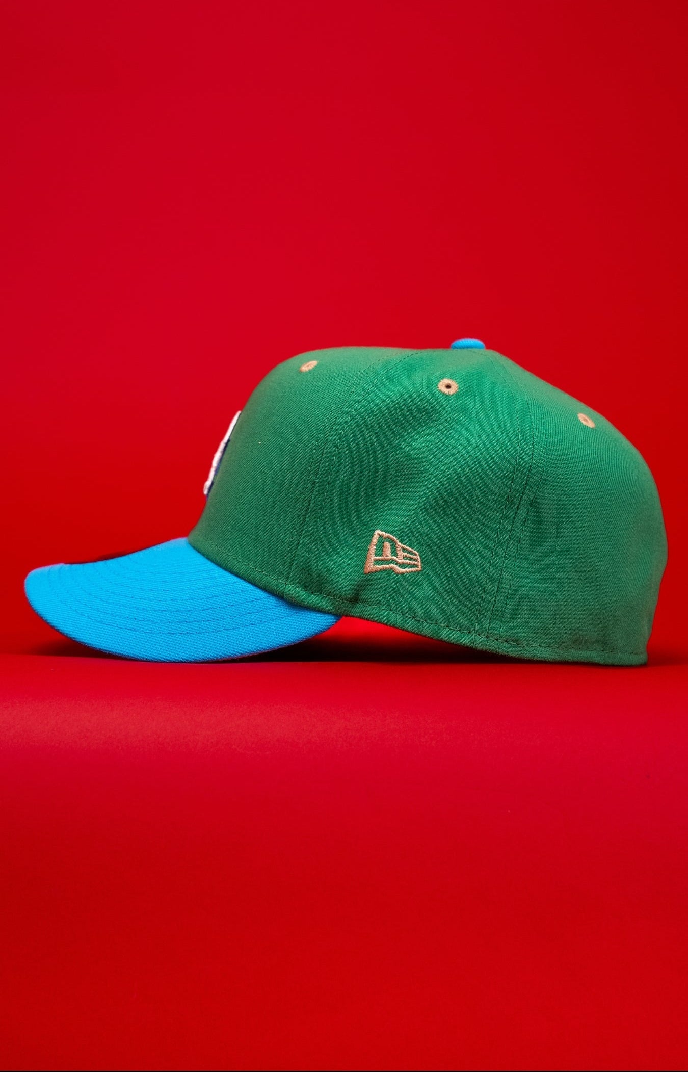NEW ERA EXCLUSIVE 59FIFTY SEA GREEN/BLUE LOS ANGELES DODGERS W/ 40TH ANNIVERSARY SIDE PATCH