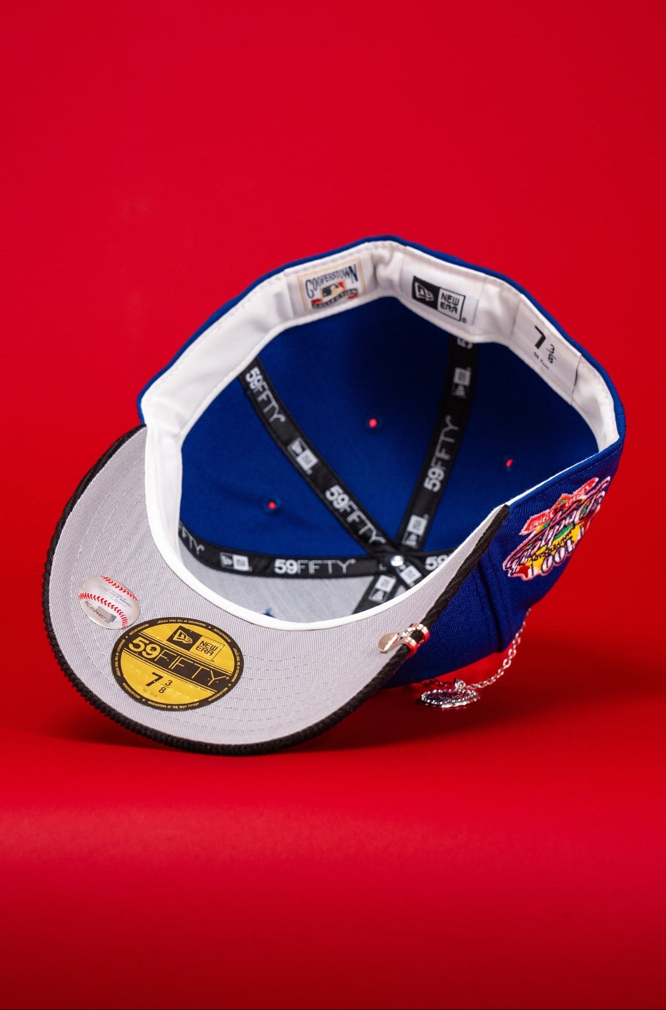 NEW ERA EXCLUSIVE 59FIFTY BLUE/CORDUROY LOS ANGELES DODGERS SCRIPT W/ 100TH ANNIVERSARY SIDE PATCH