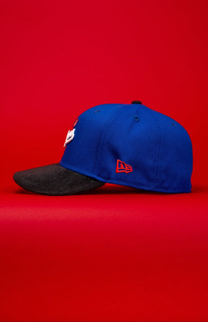 NEW ERA EXCLUSIVE 59FIFTY BLUE/CORDUROY LOS ANGELES DODGERS SCRIPT W/ 100TH ANNIVERSARY SIDE PATCH