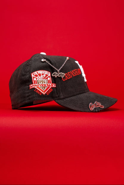 NEW ERA EXCLUSIVE 59FIFTY CORDUROY LOS ANGELES DODGERS W/ "CRENSHAW" + 50TH ANNIVERSARY SIDE PATCH