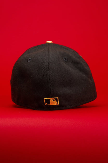 NEW ERA EXCLUSIVE 59FIFTY BLACK UPSIDE DOWN LOS ANGELES DODGERS W/ 100TH ANNIVERSARY SIDE PATCH