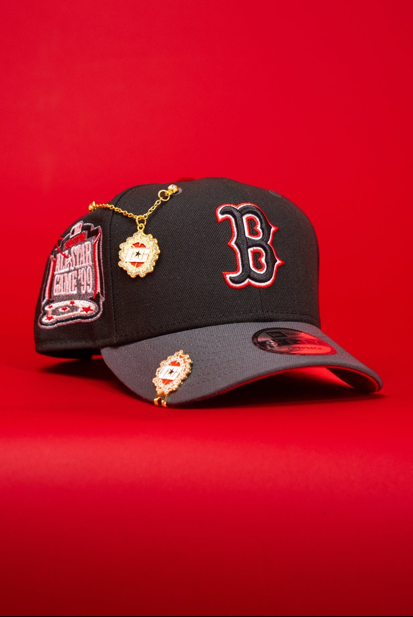 NEW ERA EXCLUSIVE 9FIFTY BLACK/GREY BOSTON RED SOX SNAPBACK W/ 1999 ALL STAR GAME SIDE PATCH