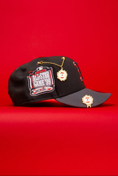 NEW ERA EXCLUSIVE 9FIFTY BLACK/GREY BOSTON RED SOX SNAPBACK W/ 1999 ALL STAR GAME SIDE PATCH