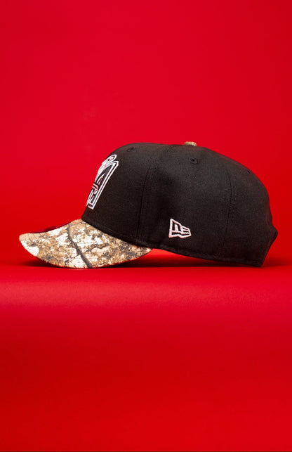 NEW ERA EXCLUSIVE 9FIFTY BLACK/REALTREE ANAHEIM ANGELS SNAPBACK W/ 50TH ANNIVERSARY SIDE PATCH