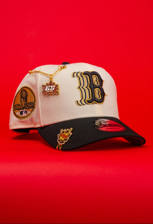NEW ERA EXCLUSIVE 9FIFTY CHROME/BLACK BOSTON RED SOX SNAPBACK W/ WORLD SERIES CHAMPIONS SIDE PATCH