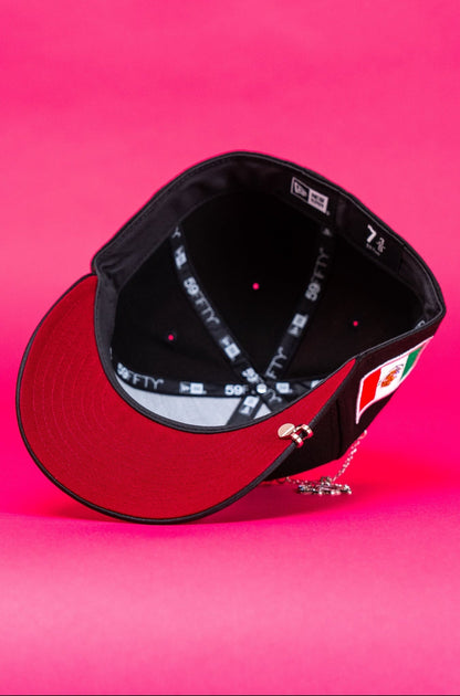 NEW ERA EXCLUSIVE 59FIFTY BLACK/SATIN 2025 WBC MEXICO W/ MEXICO FLAG SIDE PATCH