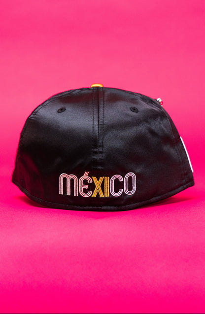 NEW ERA EXCLUSIVE 59FIFTY SATIN 2025 WBC MEXICO SCRIPT W/ MEXICO FLAG SIDE PATCH