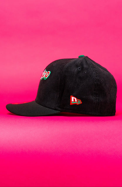NEW ERA EXCLUSIVE 59FIFTY BLACK CORDUROY 2025 WBC MEXICO SCRIPT W/ MEXICO FLAG SIDE PATCH