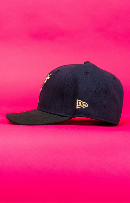 NEW ERA EXCLUSIVE 59FIFTY NAVY/BLACK EL CHIVO W/ MEXICO FLAG SIDE PATCH
