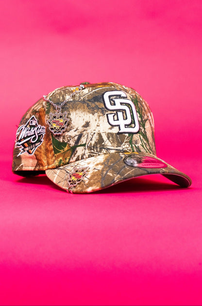 NEW ERA EXCLUSIVE 9FIFTY REALTREE SAN DIEGO PADRES SNAPBACK W/ WORLD SERIES SIDE PATCH