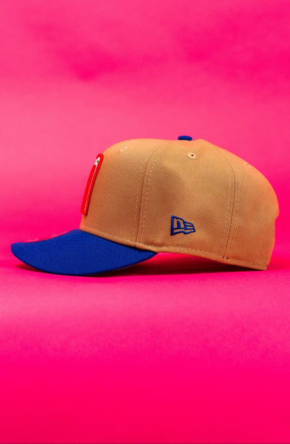 NEW ERA EXCLUSIVE 9FIFTY CAMEL/BLUE MEXICO 2025 WORLD BASEBALL CLASSIC SNAPBACK W/ MEXICO FLAG SIDE PATCH