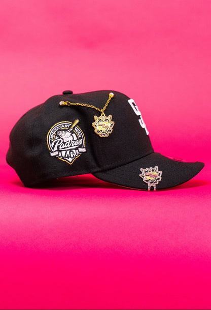 NEW ERA EXCLUSIVE 9FIFTY BLACK SAN DIEGO PADRES SNAPBACK W/ PALM TREES + 40TH ANNIVERSARY SIDE PATCH