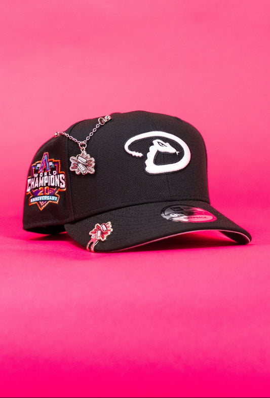 NEW ERA EXCLUSIVE 9FIFTY BLACK ARIZONA DIAMONDBACKS SNAPBACK W/ WORLD SERIES CHAMPIONS SIDE PATCH