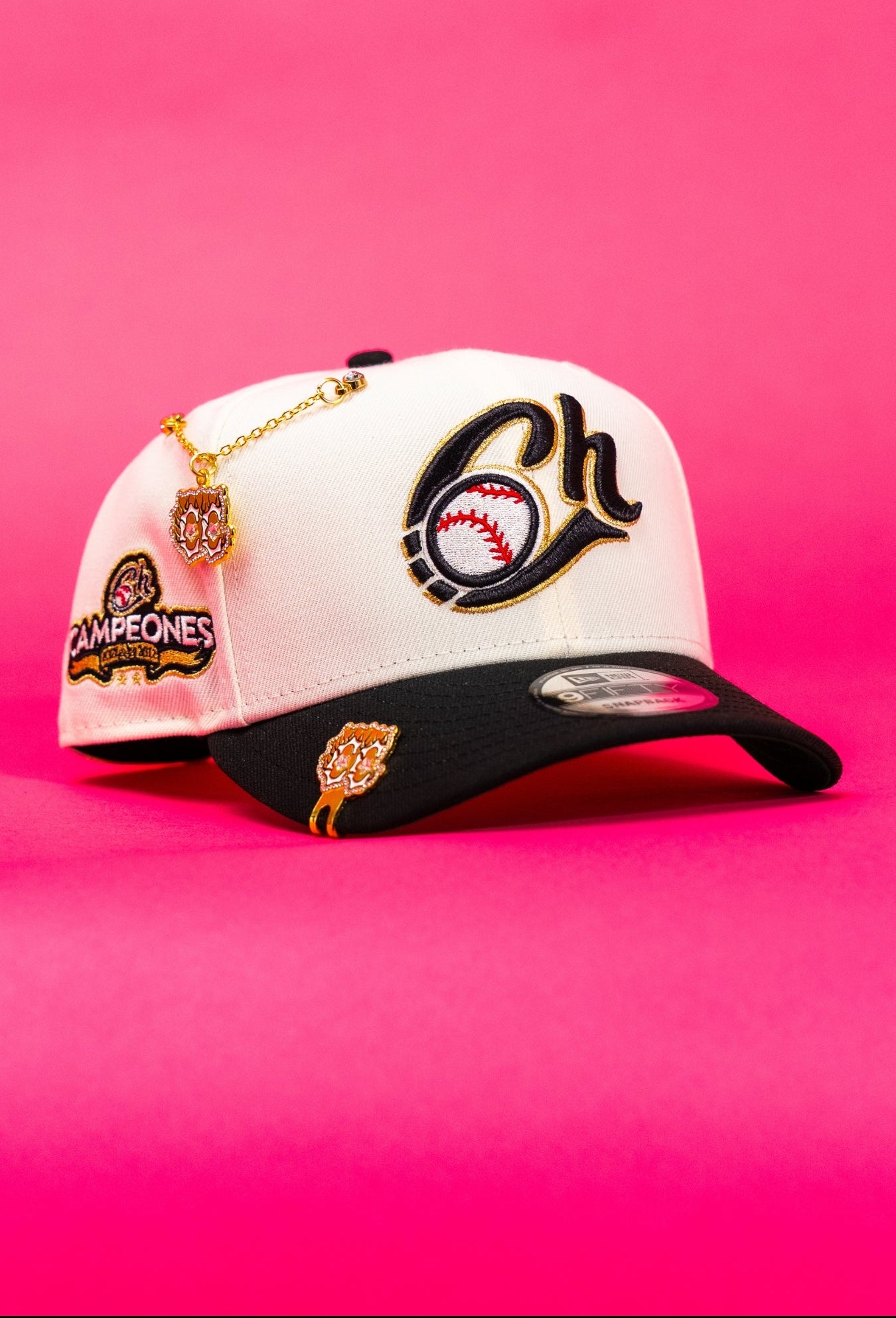 NEW ERA EXCLUSIVE 9FIFTY CHROME/BLACK CHARROS DE JALISCO SNAPBACK W/ CAMPEONES SIDE PATCH