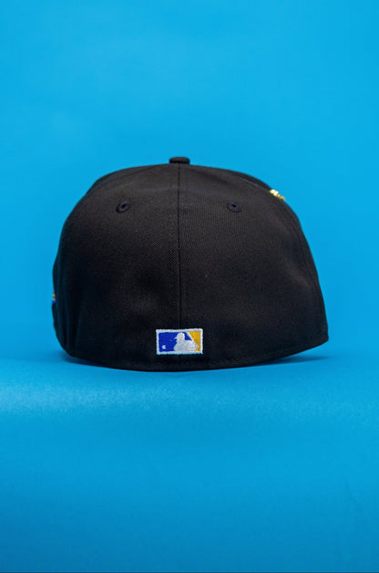NEW ERA EXCLUSIVE 59FIFTY BLACK LOS ANGELES DODGERS W/ 50TH ANNIVERSARY SIDE PATCH