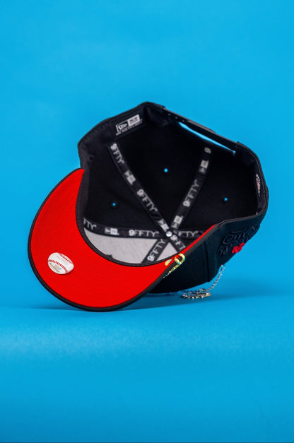 NEW ERA EXCLUSIVE 9FIFTY BLACK LOS ANGELES DODGERS SNAPBACK W/ "LA BLEEDS BLUE" SIDE PATCH