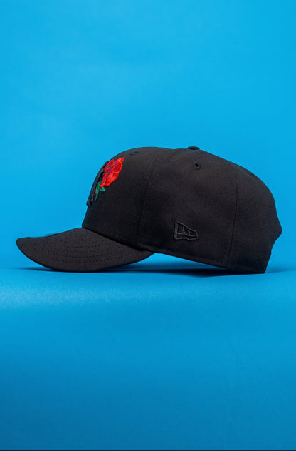 NEW ERA EXCLUSIVE 9FIFTY BLACKED OUT NEW YORK YANKEES SNAPBACK W/ ROSE + WORLD SERIES SIDE PATCH