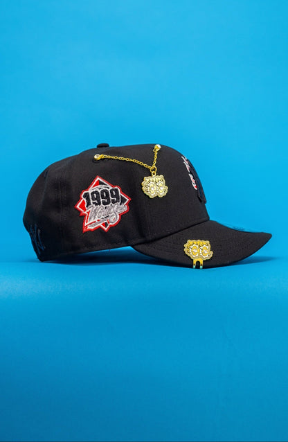 NEW ERA EXCLUSIVE 9FIFTY BLACKED OUT NEW YORK YANKEES SNAPBACK W/ FLAME LOGO +1999 WORLD SERIES SIDE PATCH