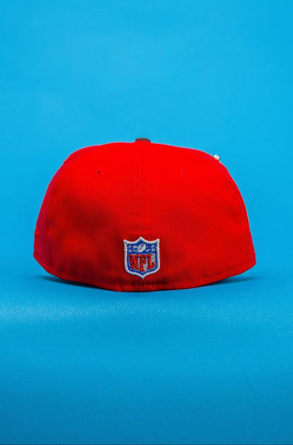 NEW ERA EXCLUSIVE 59FIFTY RED/BROWN LAS VEGAS RAIDERS W/ AFC-NFC PRO BOWL SIDE PATCH