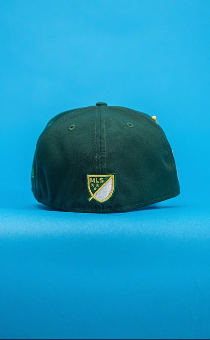 NEW ERA EXCLUSIVE 59FIFTY FOREST GREEN "LOS ANGELES FOOTBALL CLUB" W/ MEXICO FLAG SIDE PATCH