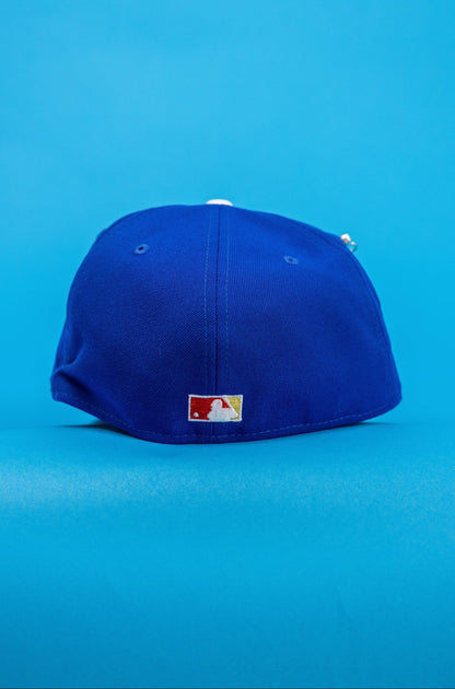 NEW ERA EXCLUSIVE 59FIFTY BLUE LOS ANGELES DODGERS SCRIPT W/ 40TH ANNIVERSARY SIDE PATCH