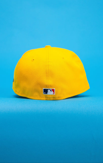 NEW ERA EXCLUSIVE 59FIFTY YELLOW/NAVY ANAHEIM ANGELS W/ 35TH ANNIVERSARY SIDE PATCH
