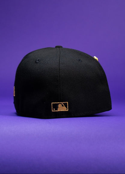NEW ERA EXCLUSIVE 59FIFTY BLACK LOS ANGELES DODGERS SCRIPT W/ WORLD SERIES CHAMPIONS SIDE PATCH