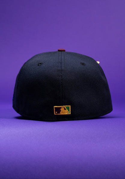 NEW ERA EXCLUSIVE 59FIFTY NAVY/BURGUNDY ANAHEIM ANGELS W/ 40TH ANNIVERSARY SIDE PATCH