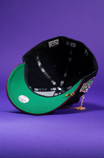 NEW ERA EXCLUSIVE 59FIFTY NAVY/BURGUNDY ANAHEIM ANGELS W/ 40TH ANNIVERSARY SIDE PATCH