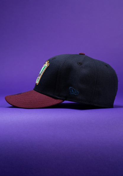 NEW ERA EXCLUSIVE 59FIFTY NAVY/BURGUNDY ANAHEIM ANGELS W/ 40TH ANNIVERSARY SIDE PATCH