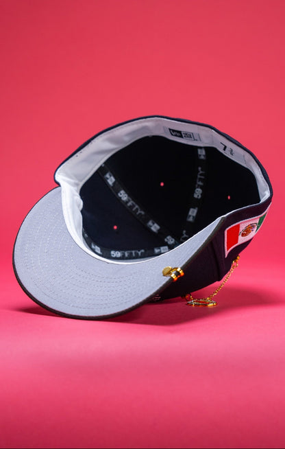 NEW ERA EXCLUSIVE 59FIFTY NAVY/BLACK MEXICO "EL GALLO" W/ MEXICO FLAG SIDE PATCH
