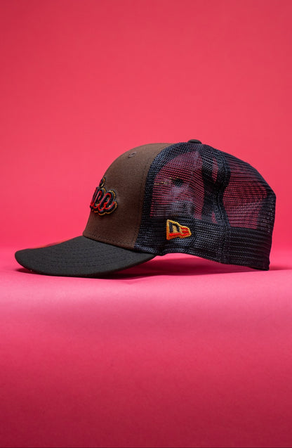 NEW ERA EXCLUSIVE 59FIFTY BROWN 2025 WBC MEXICO SCRIPIT MESHBACK W/ MEXICO FLAG SIDE PATCH